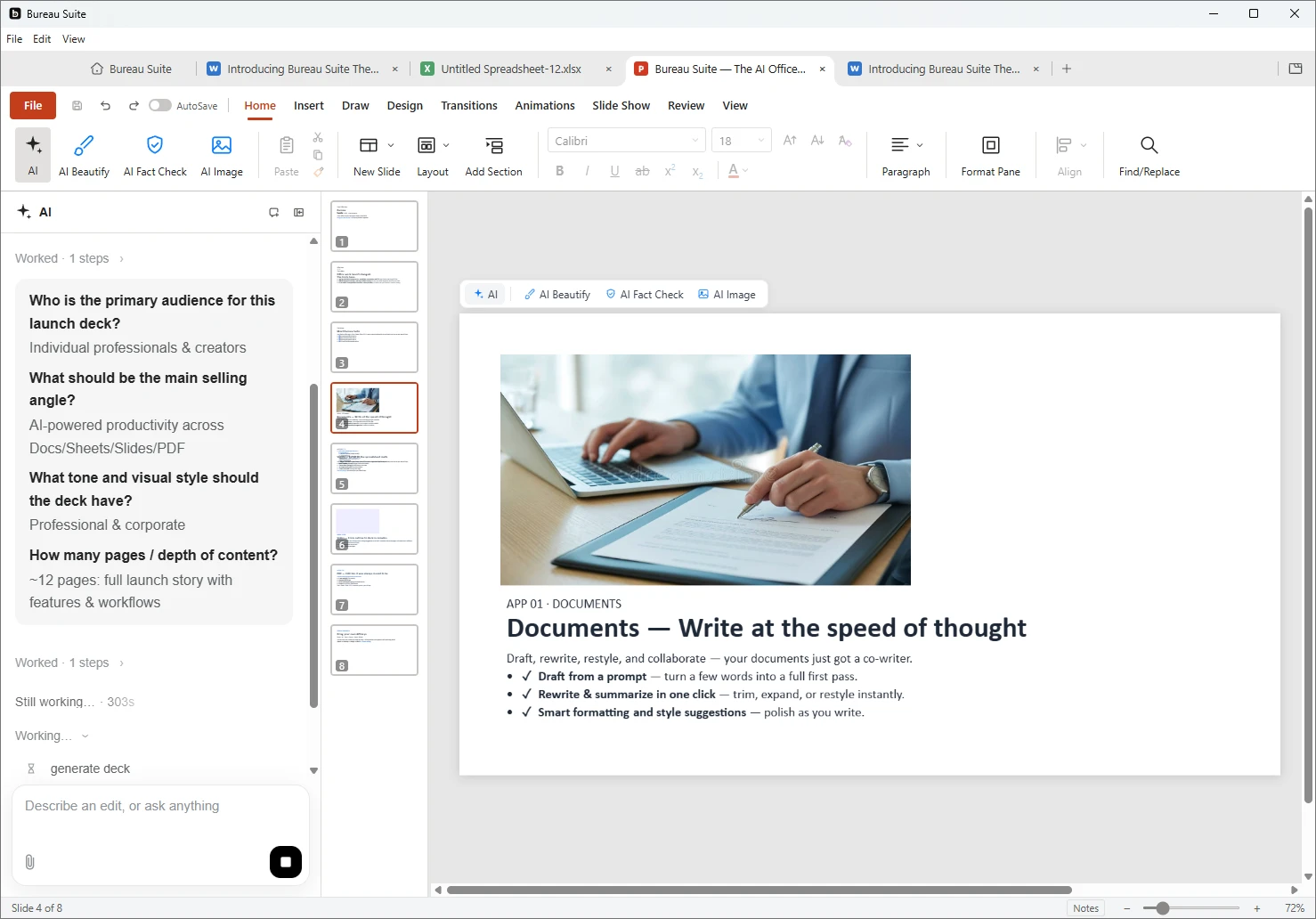 Bureau Suite Slides & PDF Interface Preview